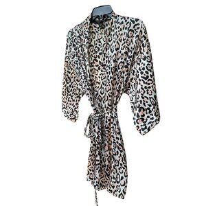 Victoria’s Secret Animal Print Belted Sexy Satin Silky Robe Women Size S/M
